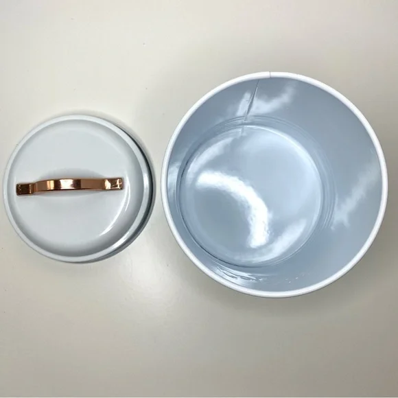 LAST CHANCE SALE!Robely Farmhouse Coffee Tin Canister Lid White Copper Handle - Picture 4 of 11
